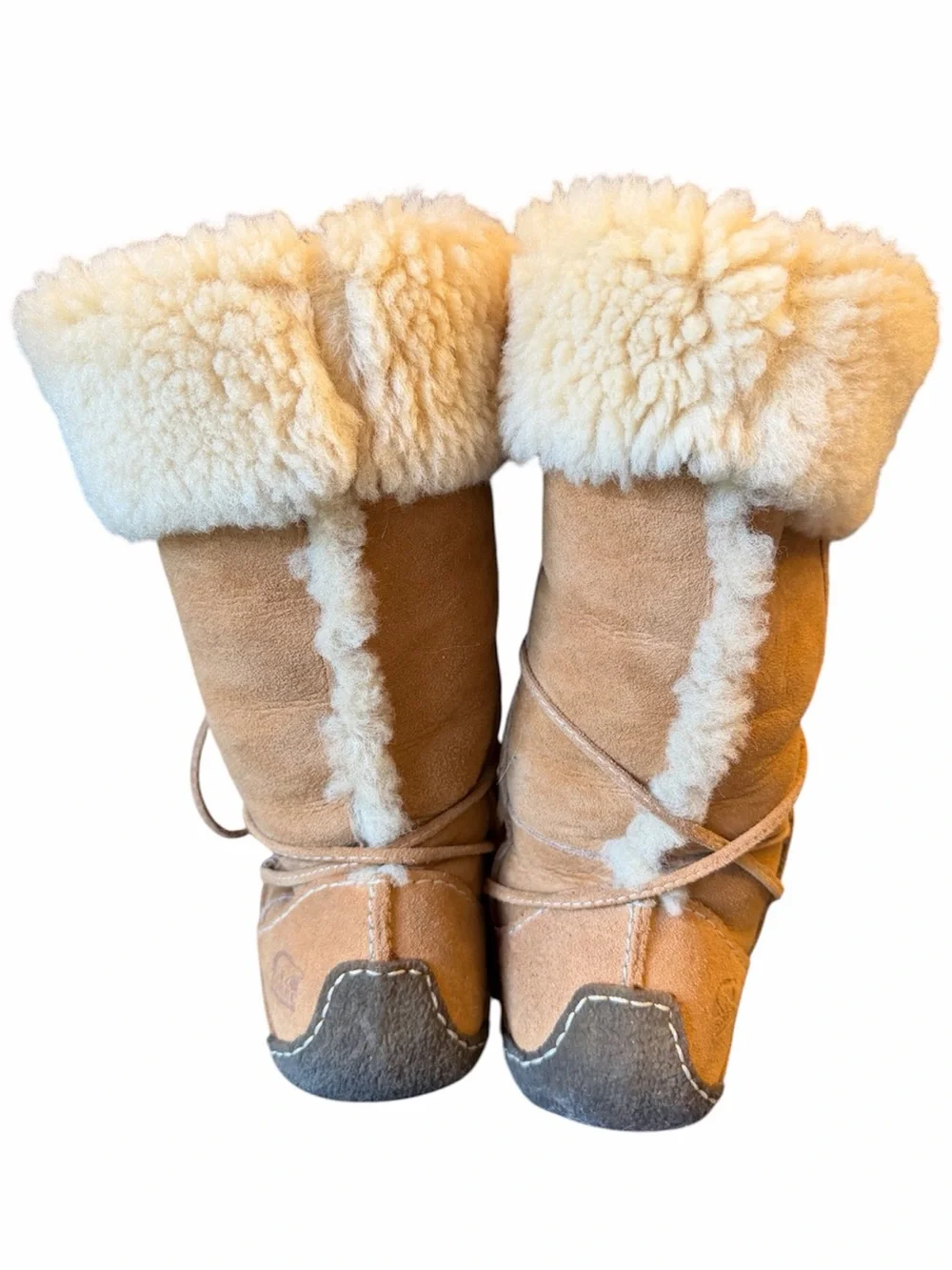 SOREL Kaska Shearling Suede Women’s Winter Boots size 9 Tan Y2K Moccasin Boot